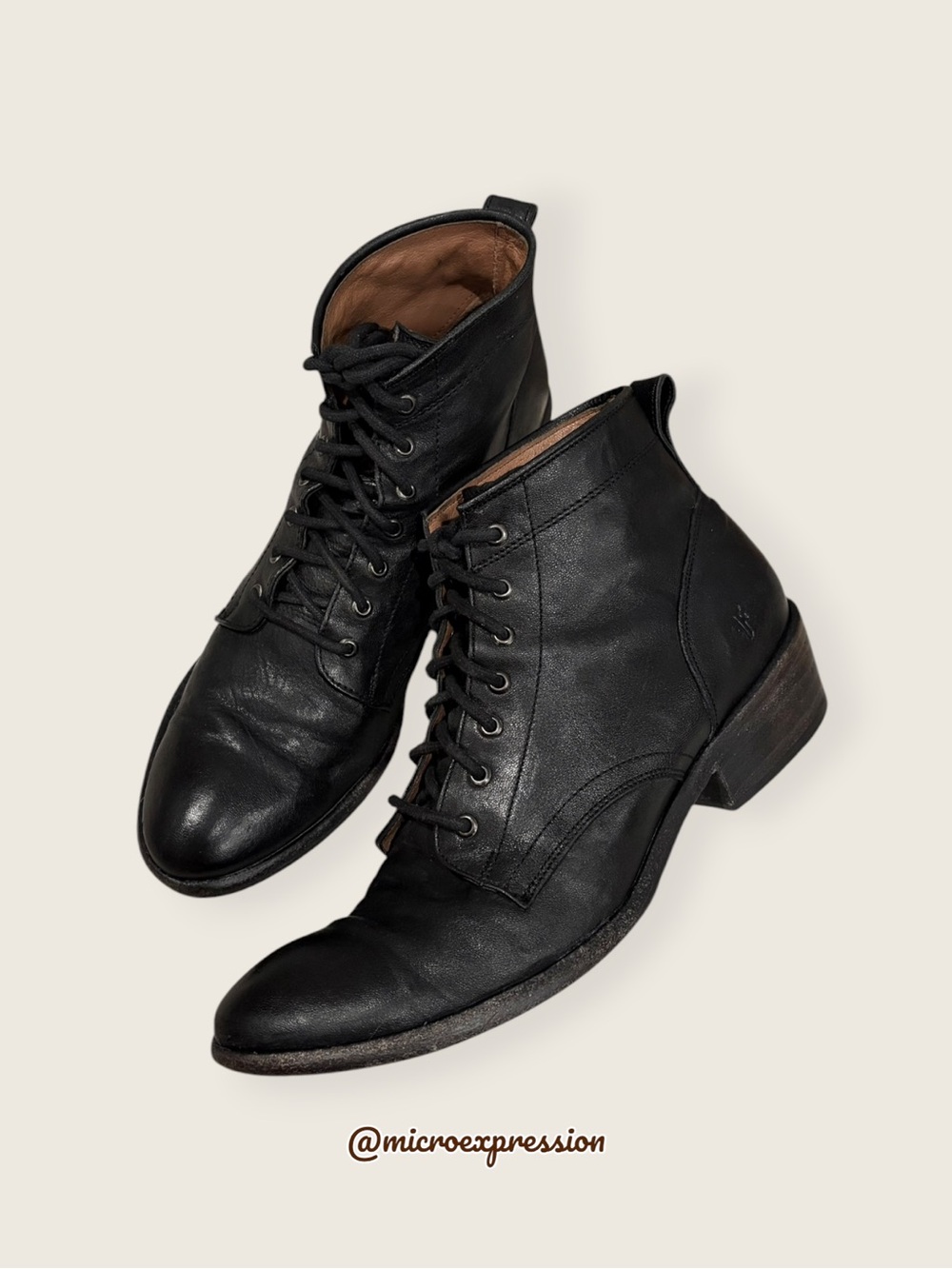 $349 Frye Carson Classic Oxford Academia Black Leather Lace Up Heeled Ankle Boot - Picture 13 of 16